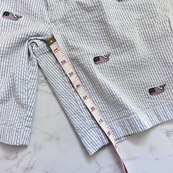 Vineyard Vines Seersucker Club Shorts Chino Striped Blue Men’s 28 Whale US Flag - Picture 11 of 15